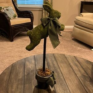 New Green/Black Ribbon Bunny in Black Small Planter